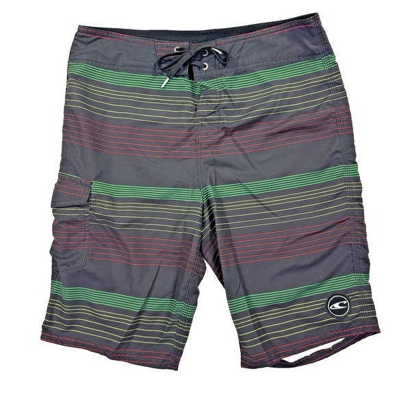 Oneill Board Shorts Mens 29 Santa Cruz‎ Stripe Surf Swim Vacation Beach - Picture 1 of 10